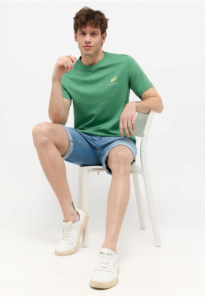 Tricou Barbati - Austin - Regular Fit - Maneca Scurta - Decolteu Rotund - Cu Logo - Bumbac - Design Clasic - S INTL - Verde