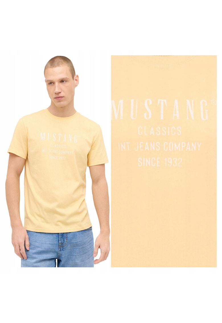 Tricou Barbati - Austin - Regular Fit - Maneca Scurta - Decolteu Rotund - Cu Logo - Bumbac - Design Clasic - 2XL INTL - Galben