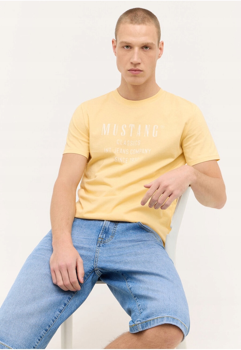 Tricou Barbati - Austin - Regular Fit - Maneca Scurta - Decolteu Rotund - Cu Logo - Bumbac - Design Clasic - 2XL INTL - Galben