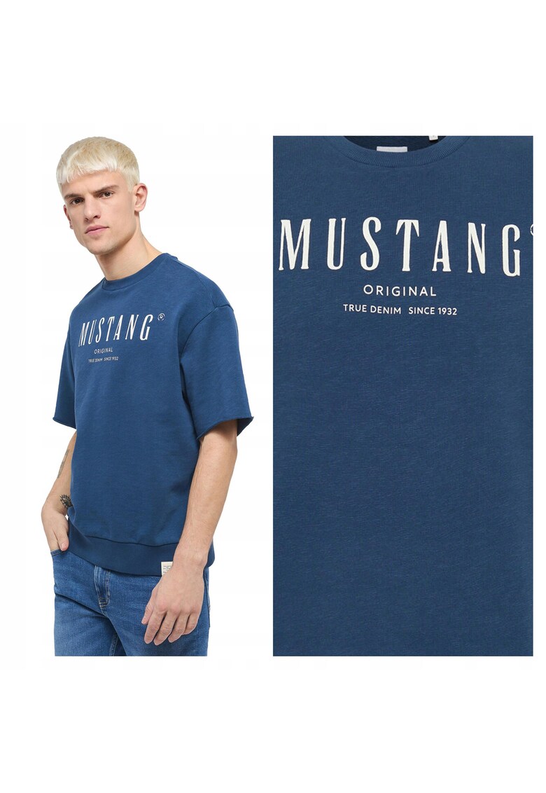 Tricouri Barbati - Ben Crewneck - Regular Fit - Cu Logo - Maneci Scurte - Clasic Design - Bumbac - Decolteu Rotund - M INTL - Albastru