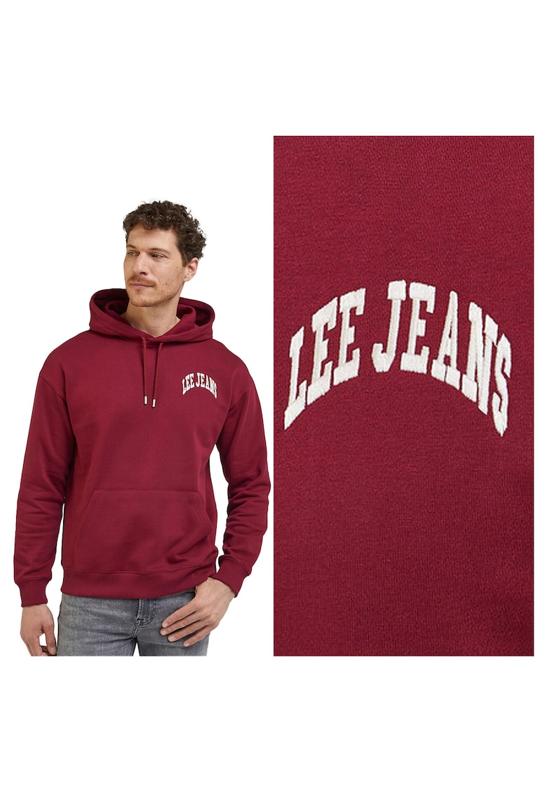 Hanorac Barbati - Regular Fit - Cu Gluga - 1 Buzunar - Maneci Lungi - Bumbac - Fara Inchidere - Rosu - Rosu