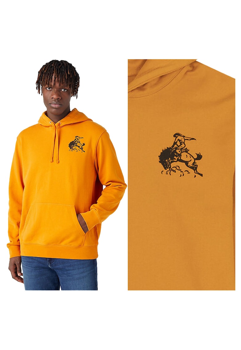 Hanorac Barbati - Logo Hoodie - Regular Fit - Cu Gluga - 2 Buzunare - Maneci Lungi - Bumbac - Fara Inchidere - Portocaliu - Portocaliu