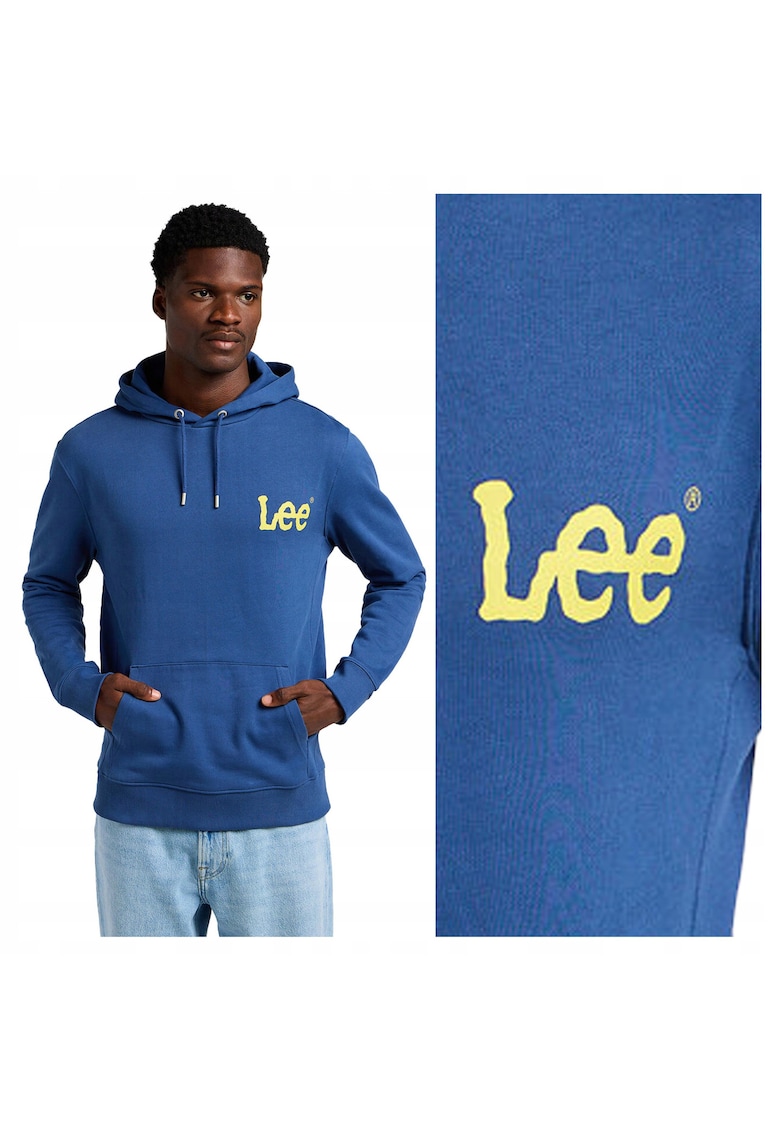 Hanorac Barbati - Wobbly Hoodie - Regular Fit - Cu Gluga - 1 Buzunar - Maneci Lungi - Bumbac - Fara Inchidere - M INTL - Albastru