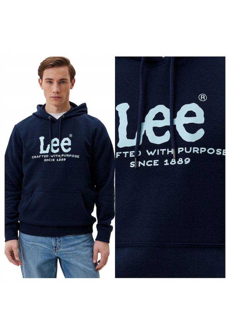 Hanorac Barbati - Logo Hoodie Emperor - Regular Fit - Cu Gluga - 1 Buzunar - Maneci Lungi - Bumbac - Fara Inchidere - S INTL - Albastru