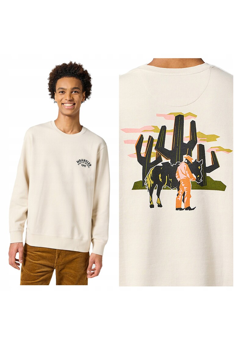 Hanorac Barbati - Crewneck Sweatshirt - Regular Fit - Decolteu Rotund - Fara Buzunare - Maneci Lungi - Bumbac - Fara Inchidere - XL INTL - Alb