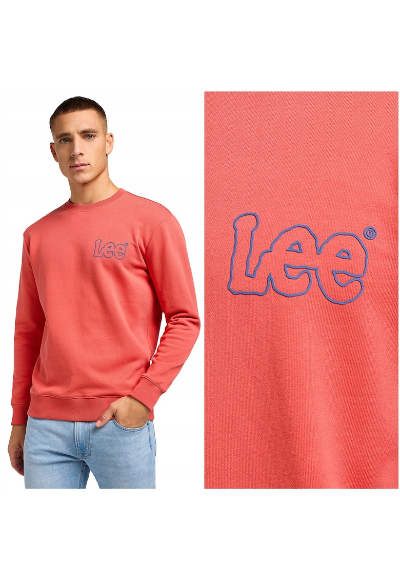 Hanorac Barbati - Wobbly Lee SWS - Regular Fit - Decolteu Rotund - Fara Buzunare - Maneci Lungi - Bumbac - Fara Inchidere - 2XL INTL - Rosu