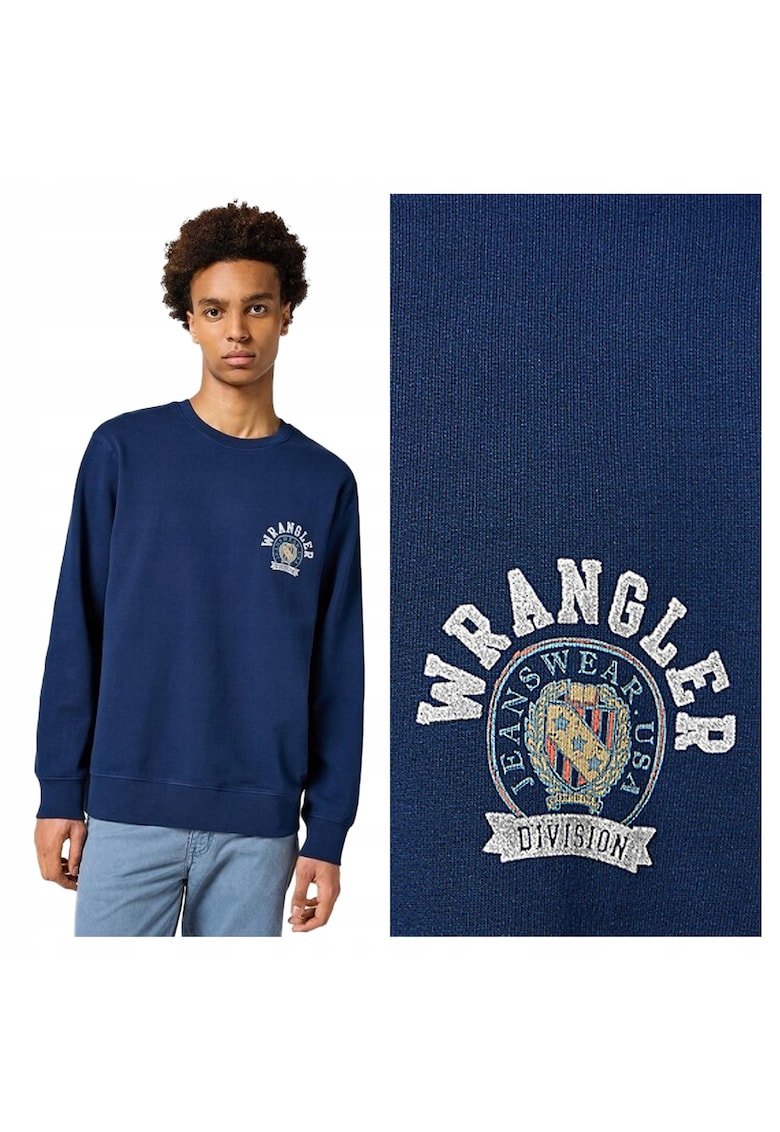 Hanorac Barbati - Crewneck Sweatshirt - Regular Fit - Decolteu Rotund - Fara Buzunare - Maneci Lungi - Bumbac - Fara Inchidere - 4XL INTL - Albastru