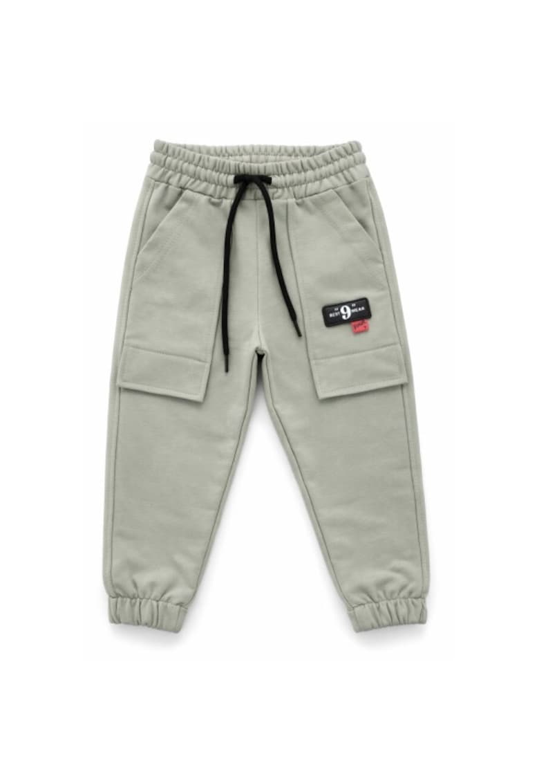 Pantaloni copii din bumbac cu snur buzunare - Kaki