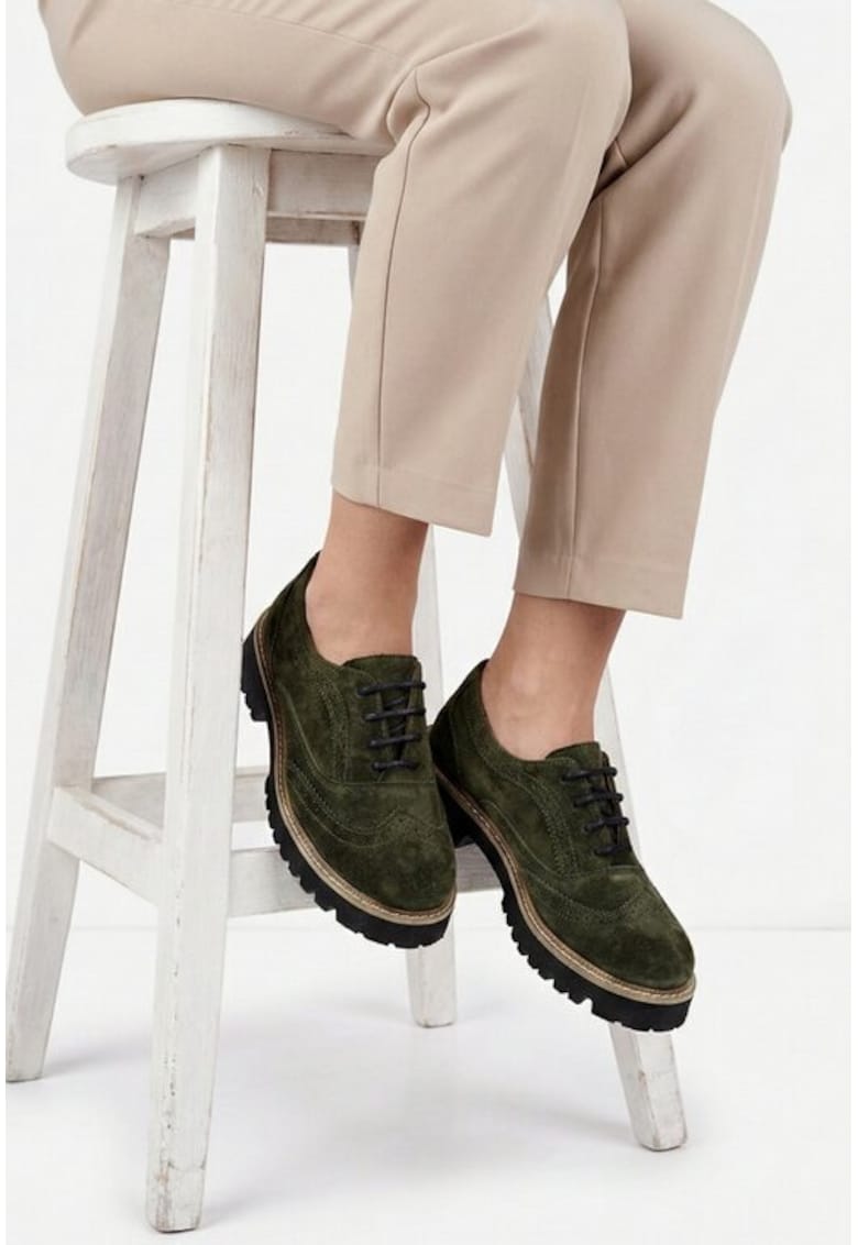 Pantofi dama kaki din piele intoarsa