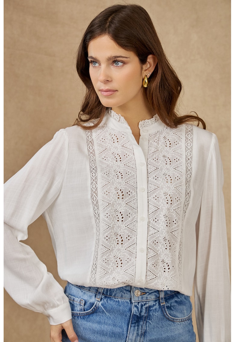 Camasa dama alba cu broderie ZS8007 M9 19638 - Alb