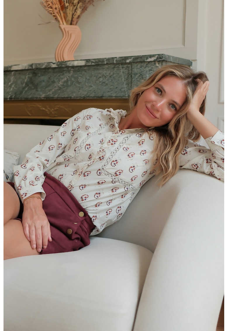 Camasa dama ecru cu imprimeu ASD93758 M9 19644 - Ecru