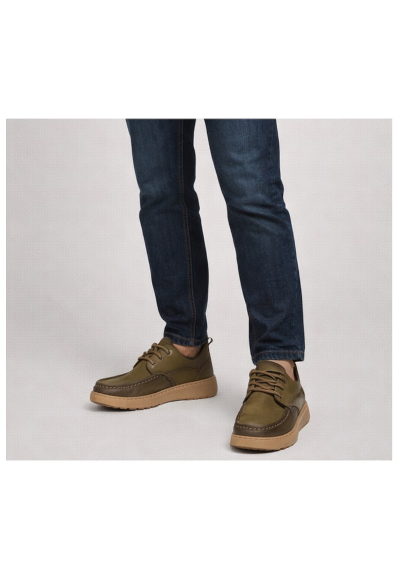 Pantofi casual - barbati - A90007 kaki - piele nabuc - Kaki