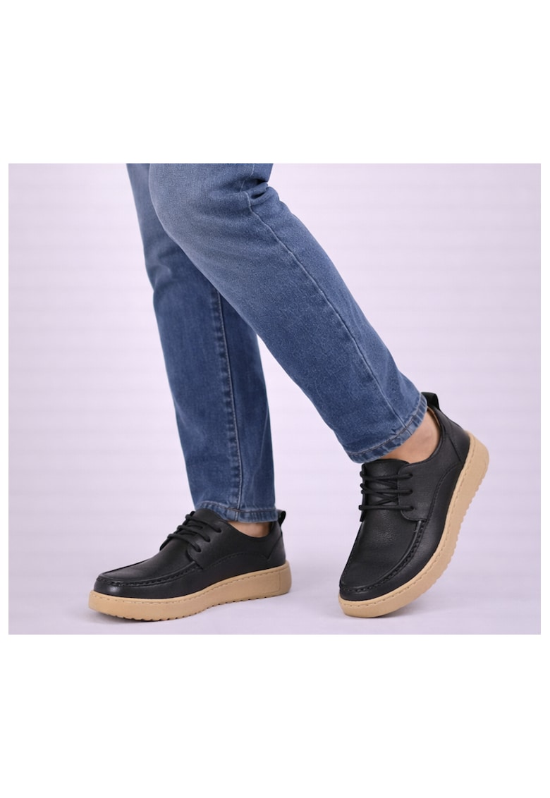 Pantofi casual - barbati - A90007 negru - piele nabuc - Negru
