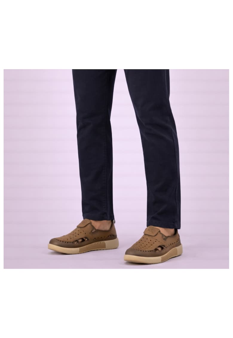 Pantofi casual - barbati - A93230 kaki - piele nabuc - Kaki
