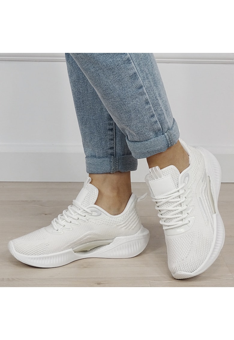Sneakers albi cu talpa groasa tip platforma 7560 M4 19476 - Alb