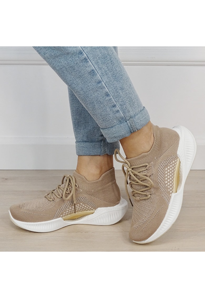 Sneakers kaki tip soseta cu platforma 7561 M4 19462 - Kaki