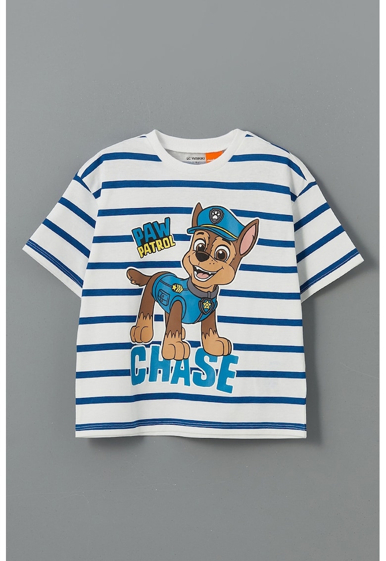 Tricou cu imprimeu Paw Patrol - Alb/Maro/Albastru