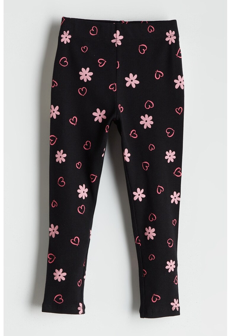 Colanti din amestec de bumbac cu model - Negru/Roz