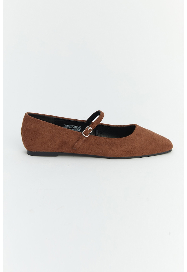 Balerini Mary Jane cu varf patrat - Caramel