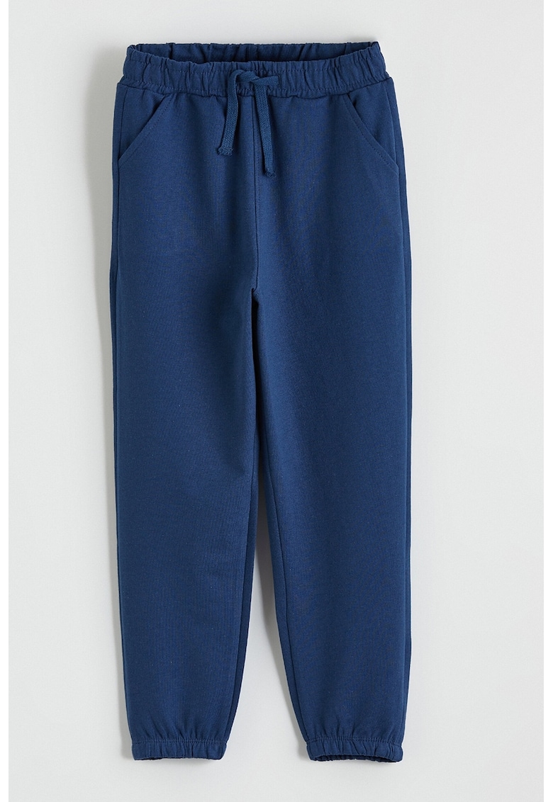 Pantaloni de trening din amestec de bumbac cu snur - Albastru inchis