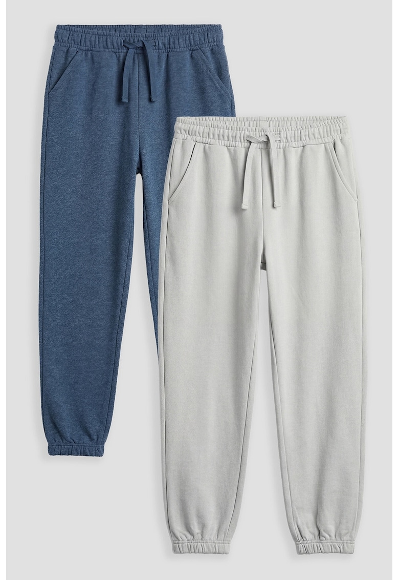 Set de pantaloni de trening din amestec de bumbac - 2 perechi - Gri deschis/Albastru melange