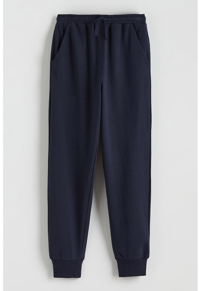Pantaloni de trening cu croiala conica si talie ajustabila - Bleumarin