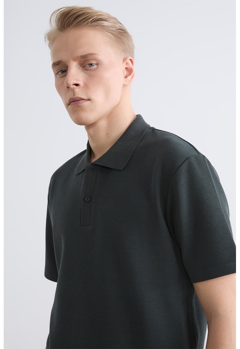 Tricou polo din amestec de bumbac - Gri antracit