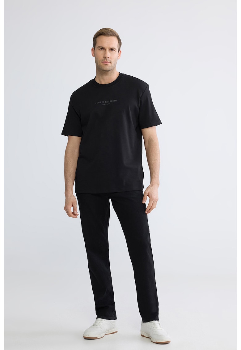 Tricou cu imprimeu text - Negru
