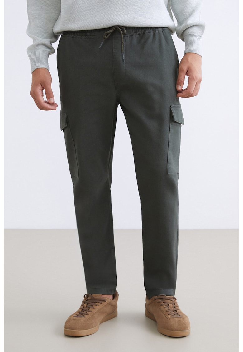 Pantaloni cargo cu snur - Verde padure