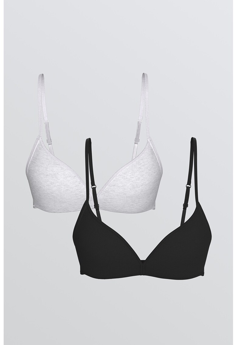 Set de sutiene cu cupe triunghiulare - 2 piese - Alb/Negru