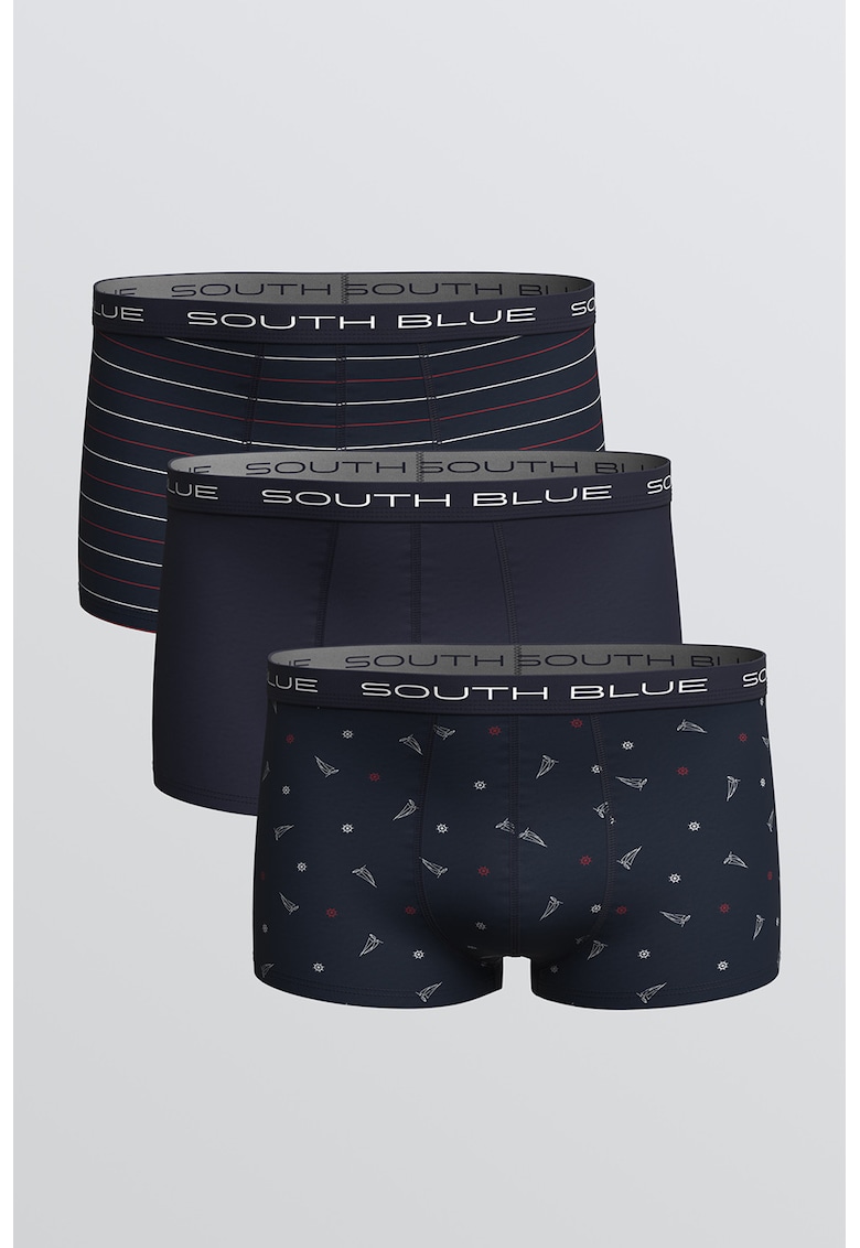 Set de boxeri cu imprimeu logo - 3 perechi - Rosu/Alb/Albastru ultramarin