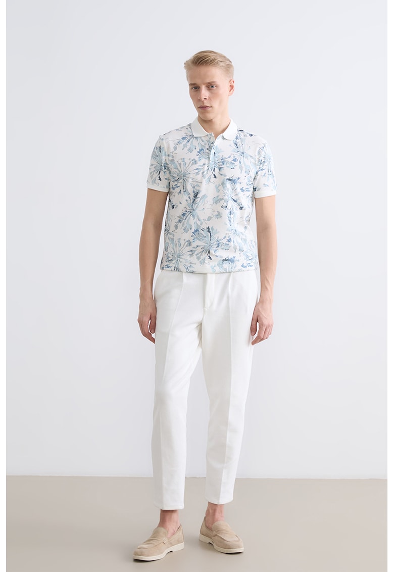 Tricou polo cu model Vision - Alb/Albastru