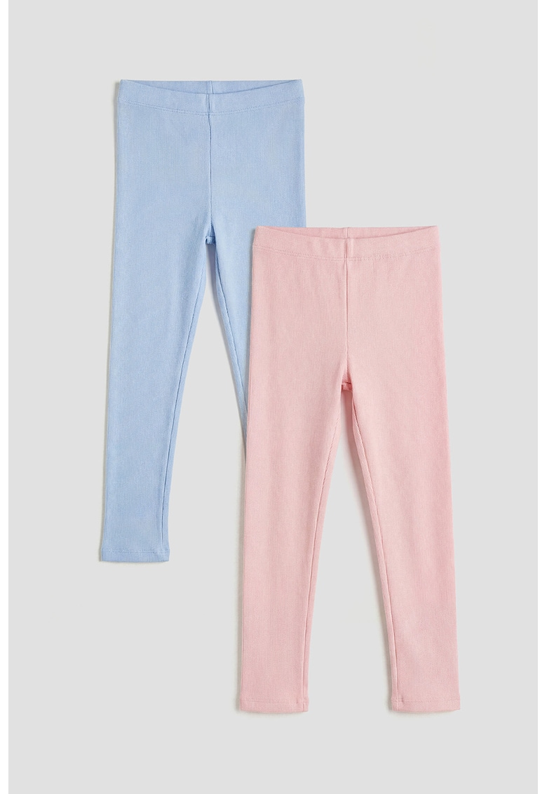 Set de colanti slim fit cu talie inalta - 2 perechi - Albastru lavanda/Roz pastel