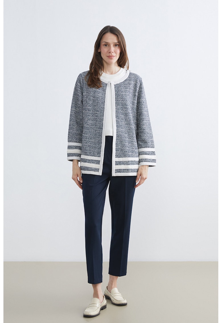 Cardigan din amestec de bumbac - Alb/Bleumarin