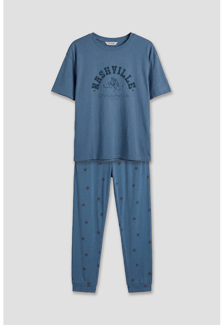 Pijama cu imprimeu grafic - Albastru petrol