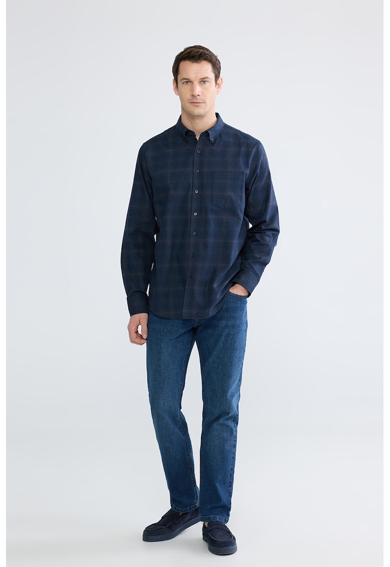 Blugi regular fit cu talie medie - Albastru inchis