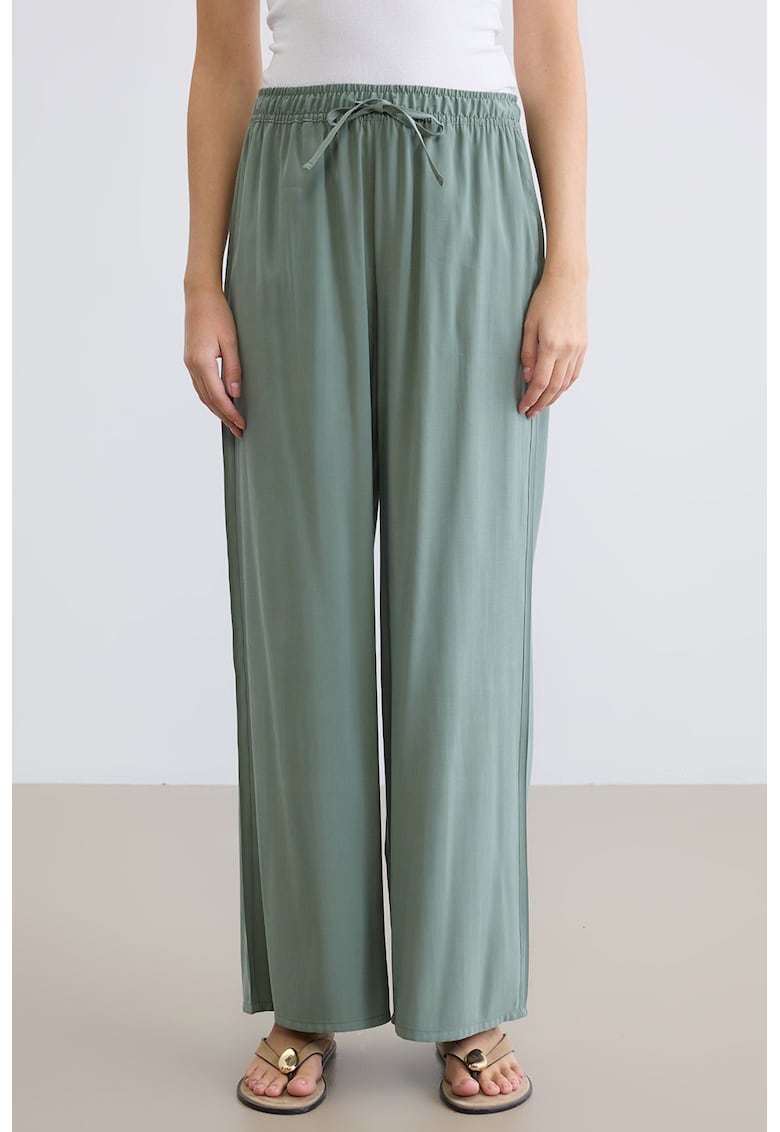 Pantaloni vaporosi cu croiala ampla - Verde sparanghel