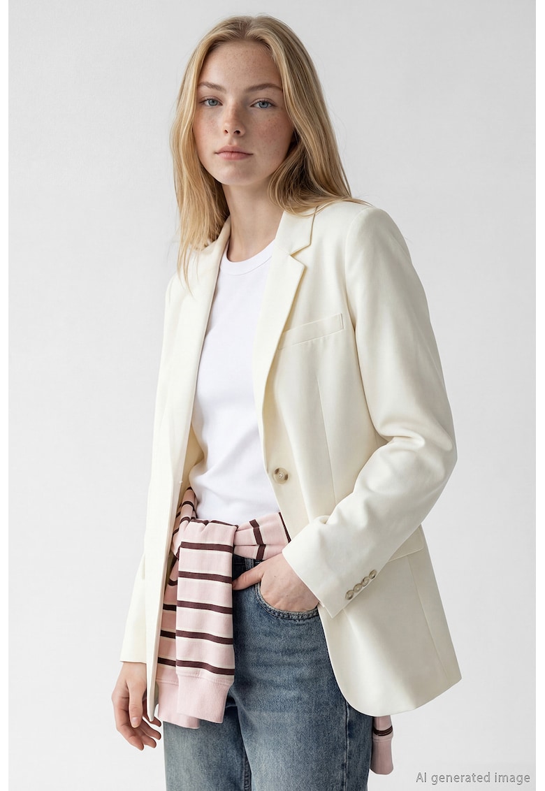 Sacou regular-fit cu model uni - Alb fildes