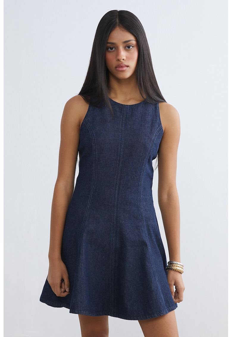 Rochie din denim - fara maneci - Bleumarin