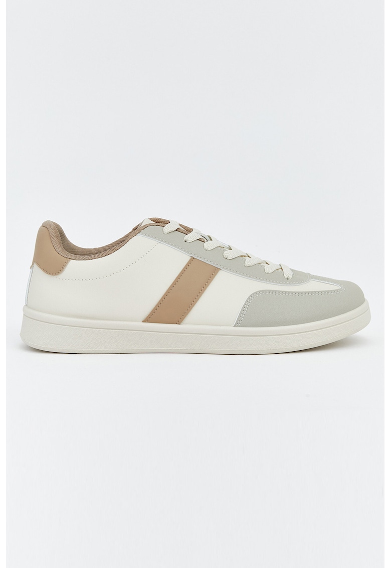 Pantofi sport cu model colorblock - Alb fildes/Gri deschis