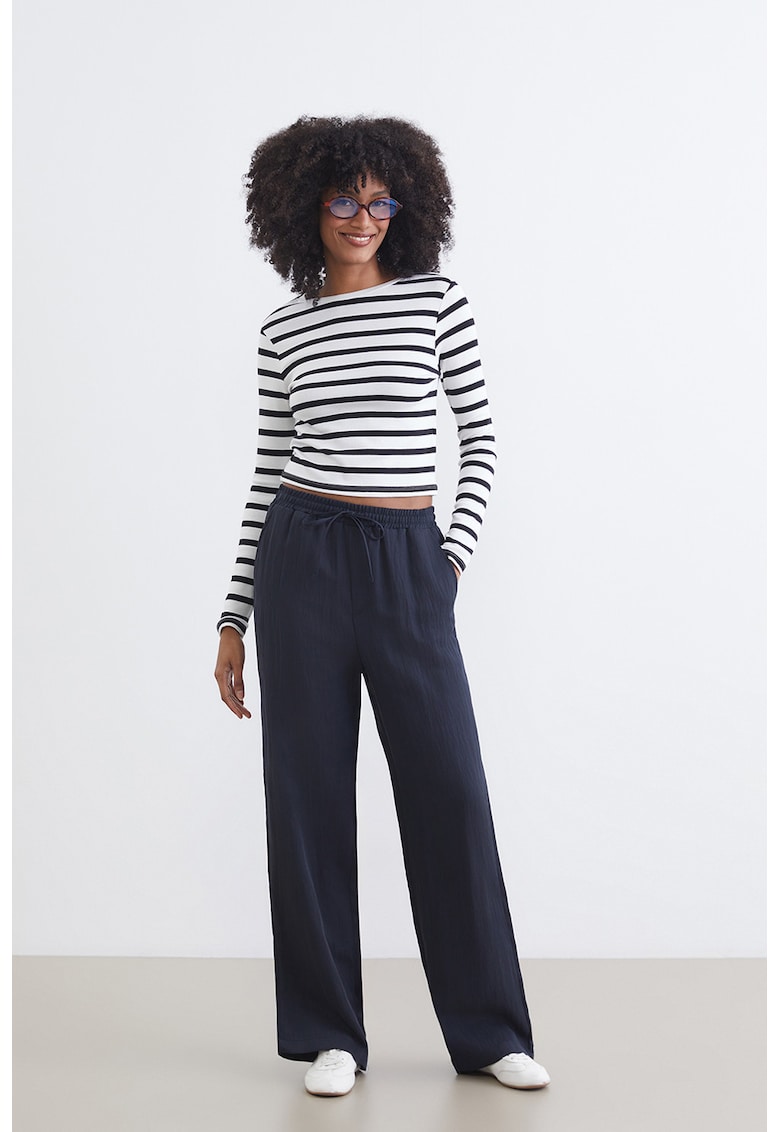 Pantaloni din amestec de lyocell - Bleumarin