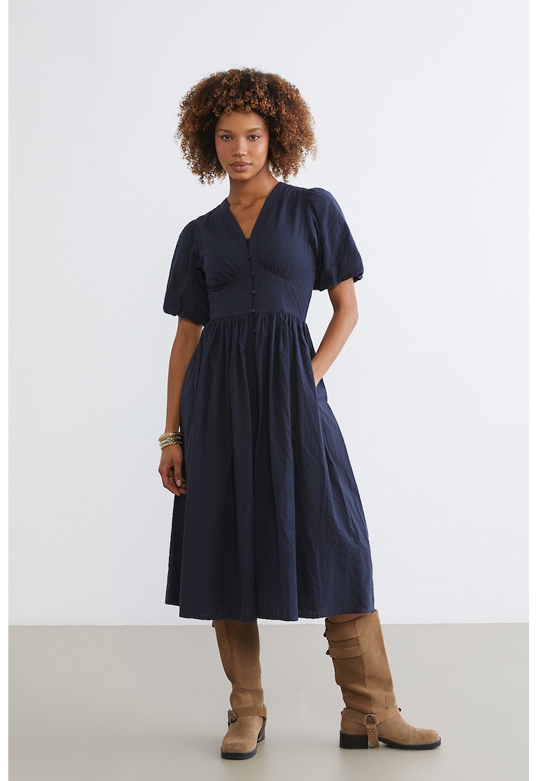 Rochie midi cu croiala evazata - Bleumarin