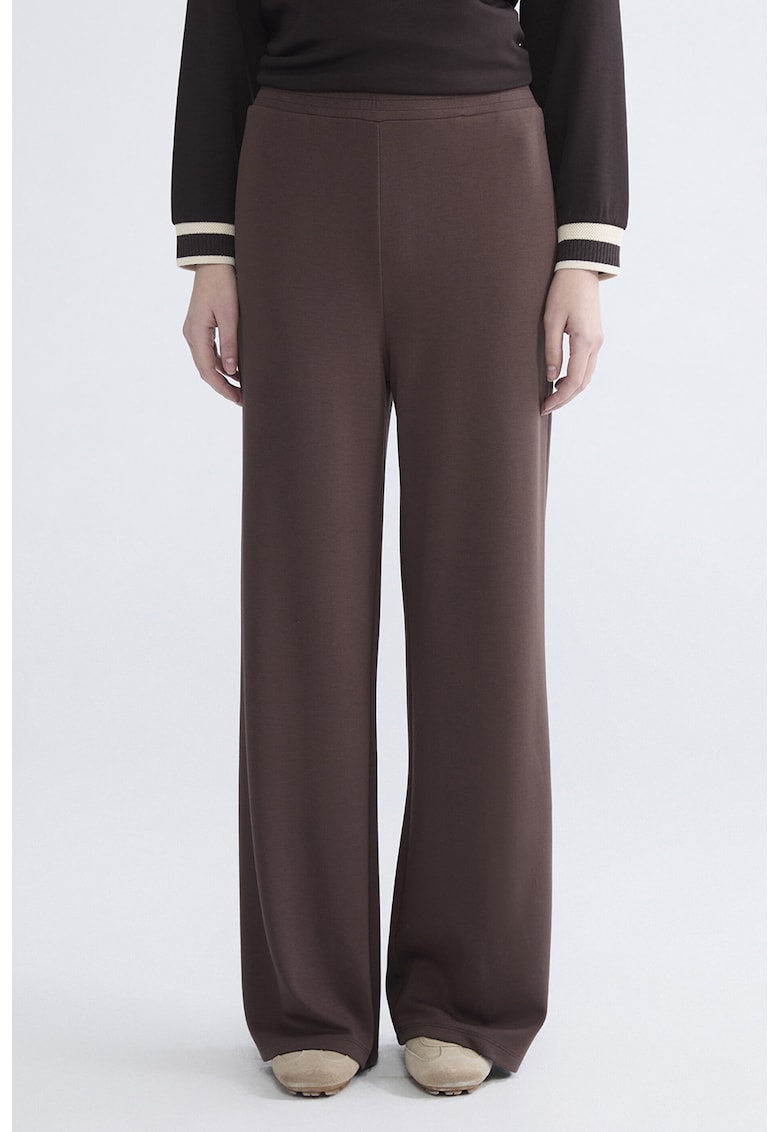Pantaloni de trening cu croiala ampla si model uni - Maro inchis