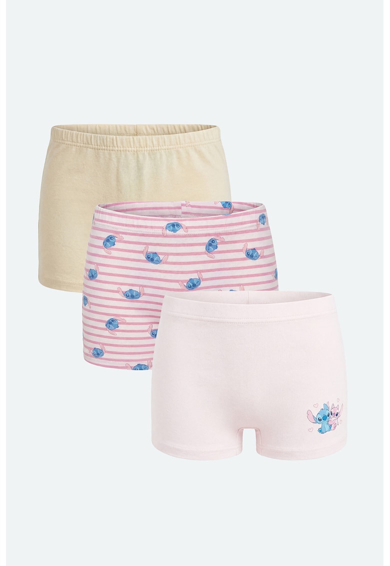 Set de boxeri cu imprimeu - 3 peechi - Maro camel/Roz/Roz pal