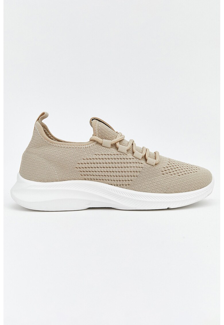 Pantofi sport din material textil cu segmente cu perforatii - Maro deschis