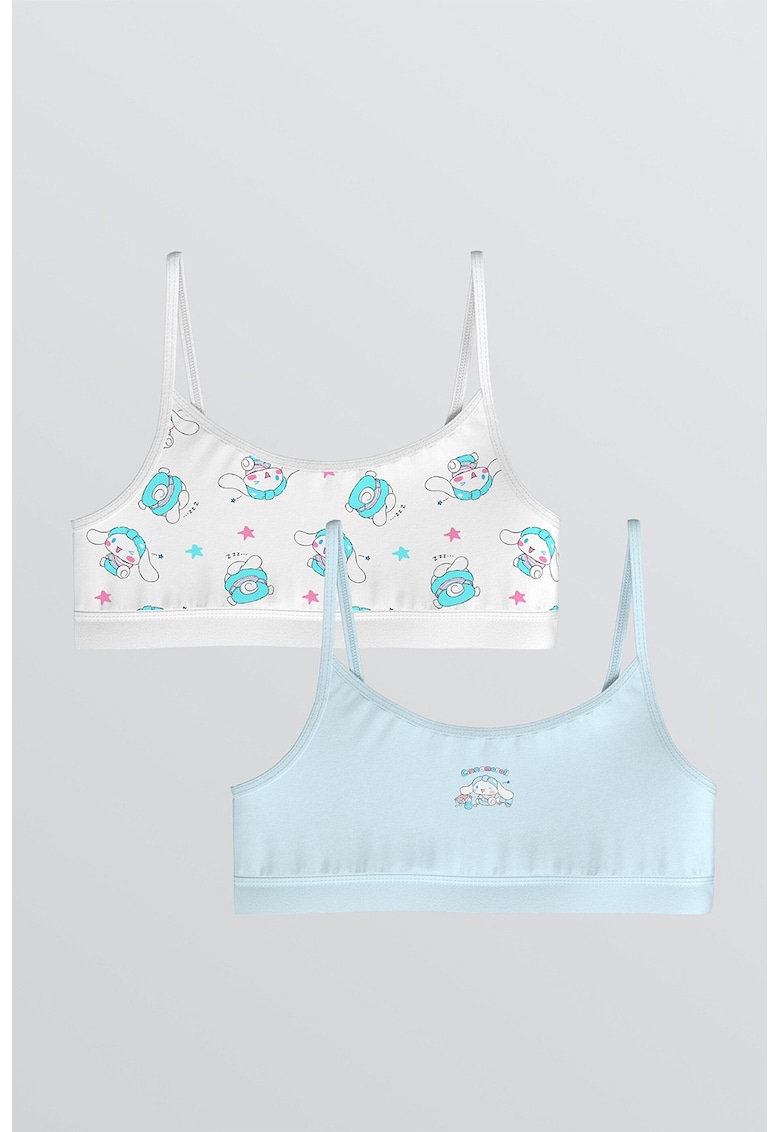 Set de bustiere cu imprimeu grafic - 2 piese - Alb/Roz/Albastru