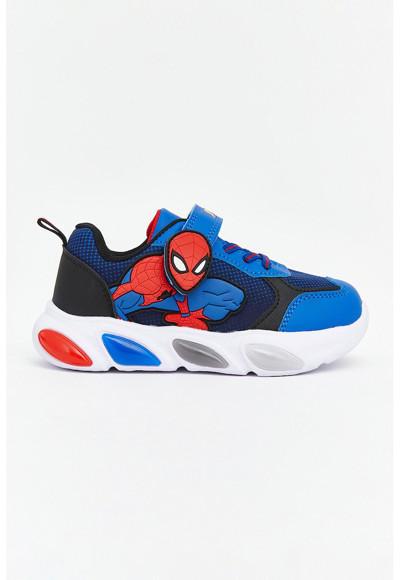 Pantofi sport cu inchidere velcro si tematica cu Spider-Man - Rosu/Albastru