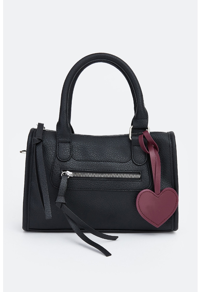 Geanta crossbody din piele ecologica cu bareta detasabila - Negru