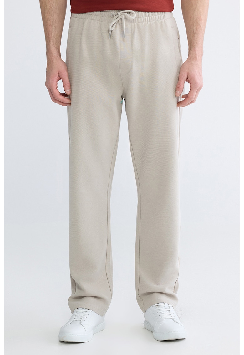 Pantaloni de trening cu croiala dreapta si snur - Alb murdar