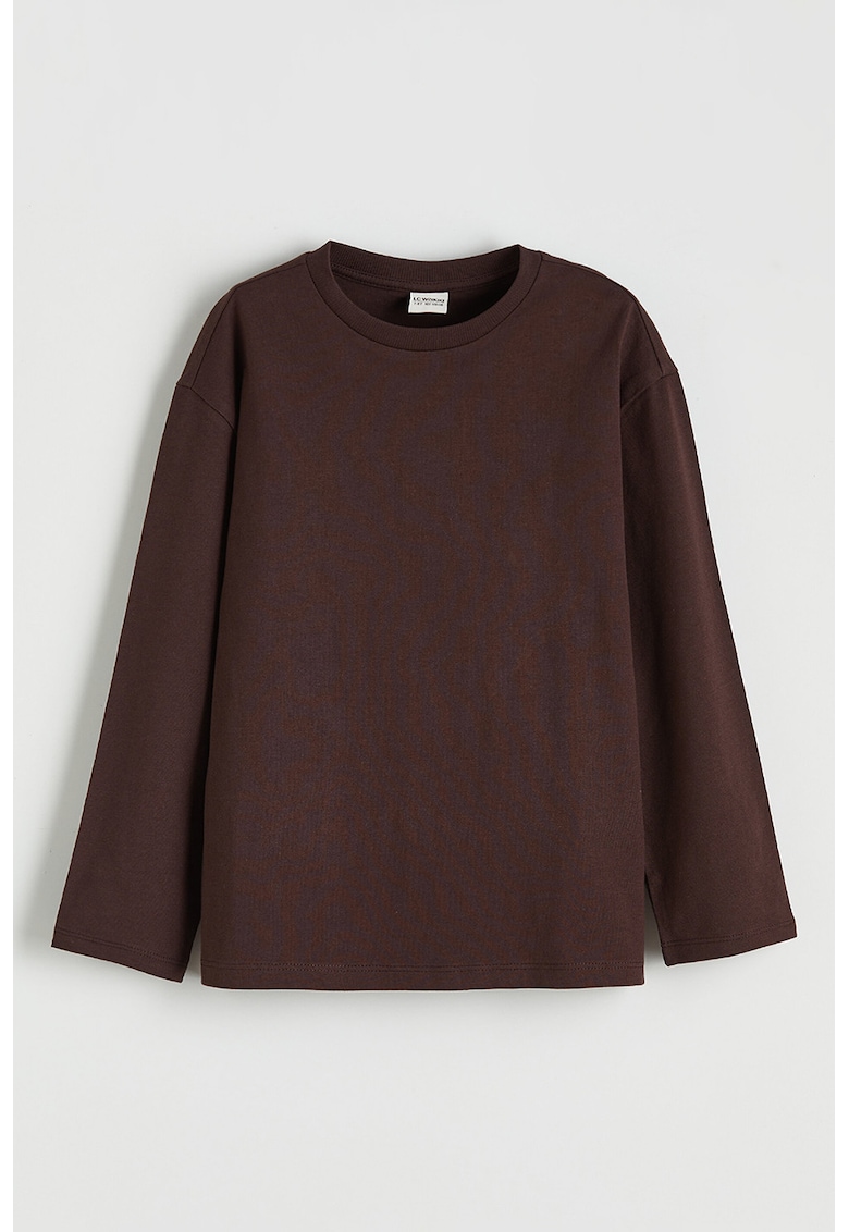 Bluza uni din bumbac - Maro inchis